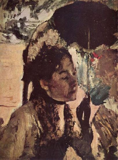 Edgar Degas In den Tuilerien: Frau mit Sonnenschirm Norge oil painting art